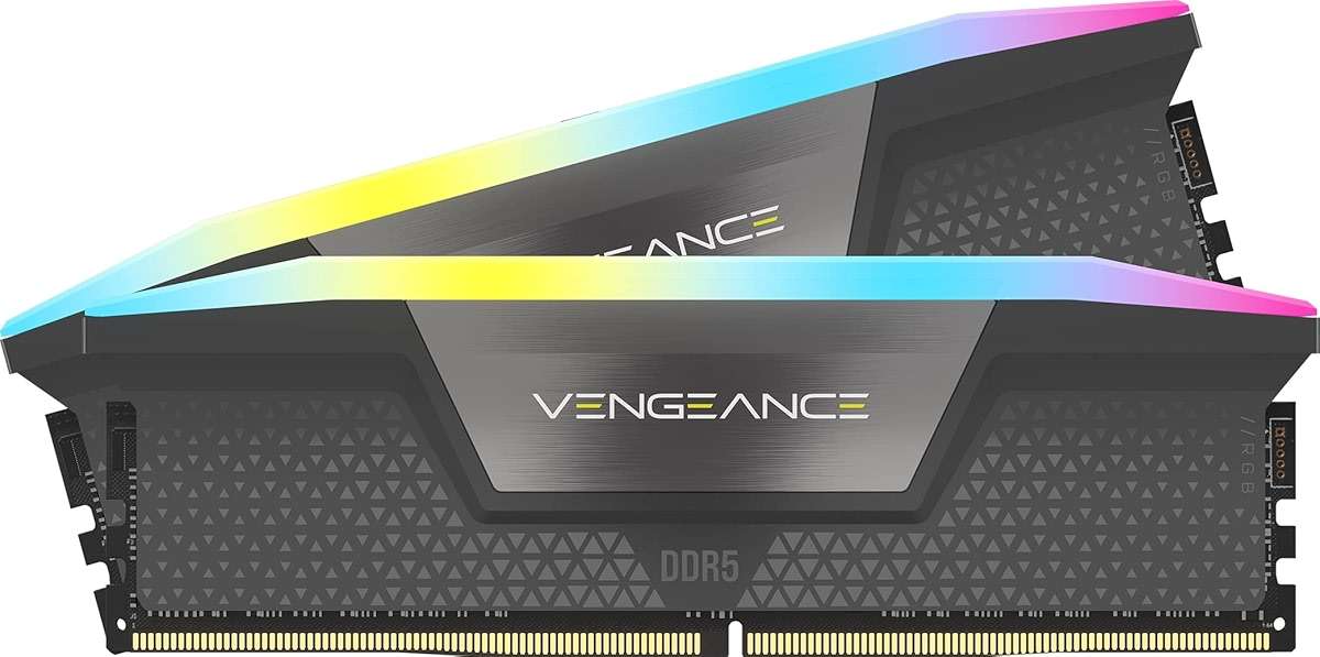 CORSAIR Vengeance RGB DDR5 32GB (2 x 16GB) Up to 6000MHz CL38-44-44-96 1.35V Intel XMP 3.0 AMD EXPO Computer Desktop Memory – Gray - Image 1
