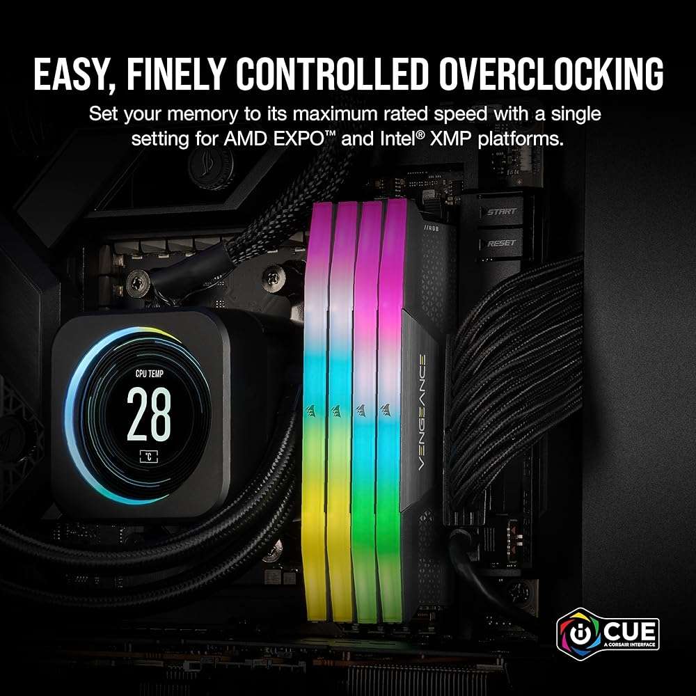 CORSAIR Vengeance RGB DDR5 32GB (2 x 16GB) Up to 6000MHz CL38-44-44-96 1.35V Intel XMP 3.0 AMD EXPO Computer Desktop Memory – Gray - Image 5