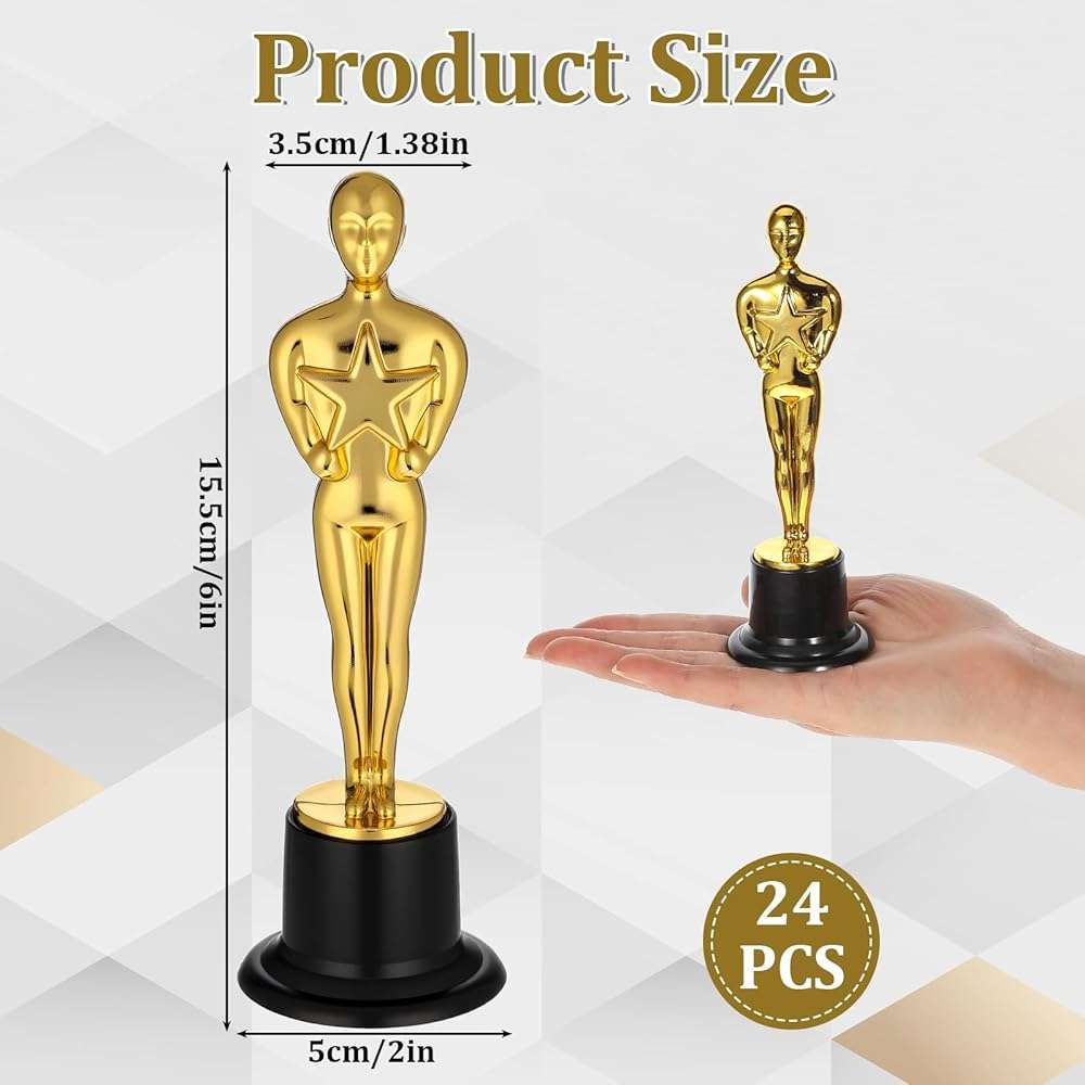 IMengjbang 24 Pack Plastic Gold Star Award Trophies 6 Inch Tall Golden Statue Award Mini Trophy Party Favors for Celebrations, School Awards, Game Prize, Party Prize and Appreciation Gifts Kids Adults - Image 2