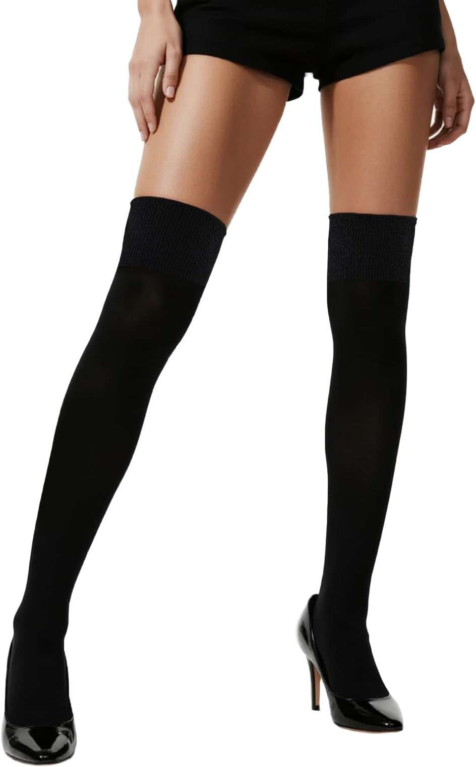 COTTON DAY Women's Cotton Thigh High Over Knee Socks Extra Long Boot Stockings Leg Warmers Black White Burgundy - Image 1