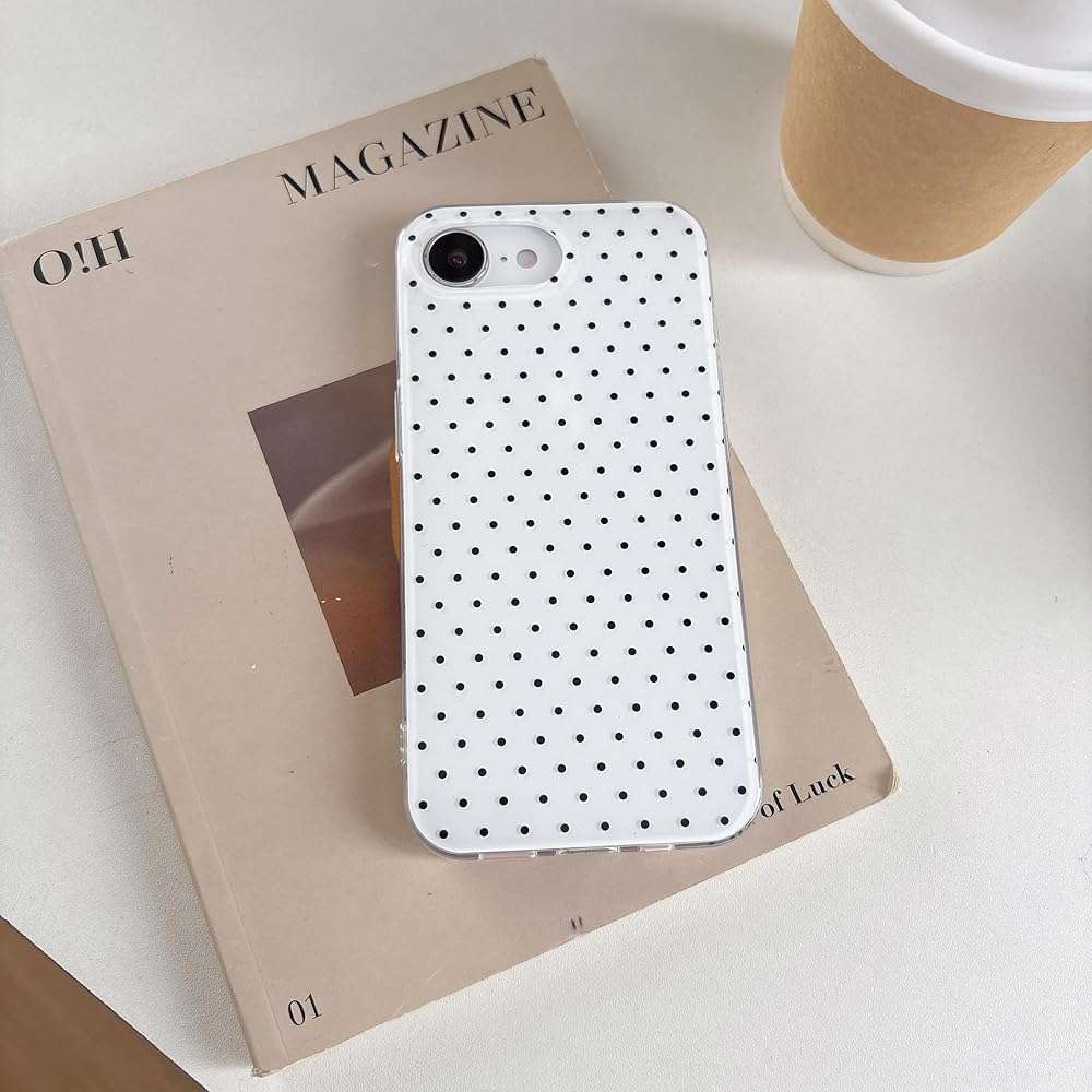 QLTYPRI Cute Phone Case for iPhone 17e/iPhone 16e Case Polka Dot Fashion Aesthetic Design for Women Girls, Slim TPU Shockproof Protective Phone Cover for iPhone 17e/16e - White - Image 3