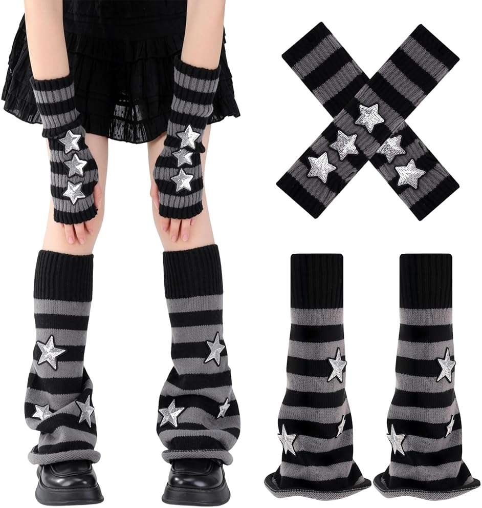 scenicamp Y2K Leg Warmers for Women Star Arm Warmers Streetwear Leg Cover Stretchy Knit Ballet Dance Accessories - Image 1
