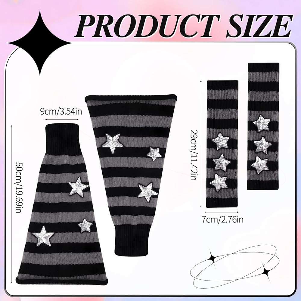 scenicamp Y2K Leg Warmers for Women Star Arm Warmers Streetwear Leg Cover Stretchy Knit Ballet Dance Accessories - Image 2