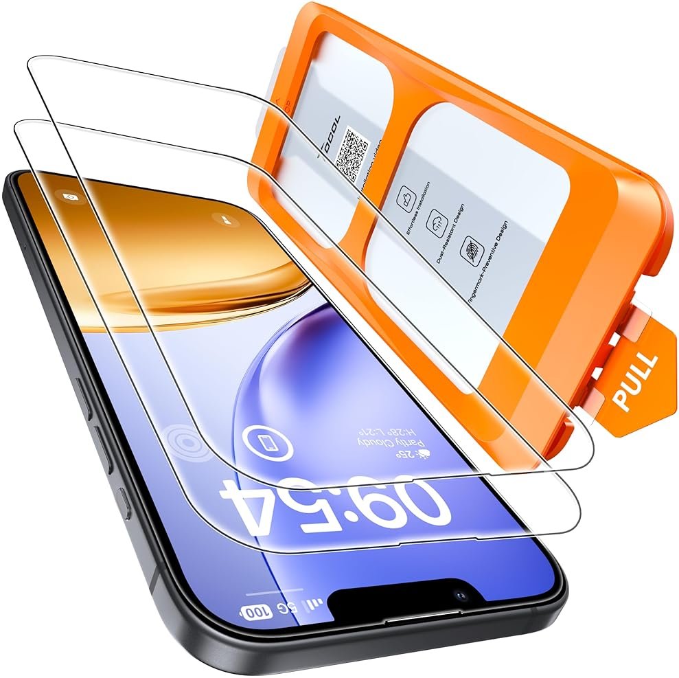 TOCOL for iPhone 17e Screen Protector 6.1 inch 9H Hardness Military Grade Shatterproof 17 e HD Tempered Glass Easy Installation Case Friendly 2 Pack - Product Image