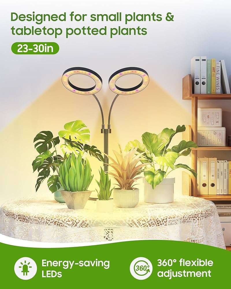 Tmsluody Grow Lights for Indoor Plants Full Spectrum, LED Plant Light with Metal Base, Plant Growing Lamps with Timer 3/9/12H, 3 Color Modes, 6 Brightness Levels, 23-30'' Adjustable Height - Image 2