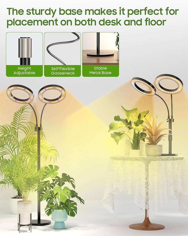 Tmsluody Grow Lights for Indoor Plants Full Spectrum, LED Plant Light with Metal Base, Plant Growing Lamps with Timer 3/9/12H, 3 Color Modes, 6 Brightness Levels, 23-30'' Adjustable Height - Image 6