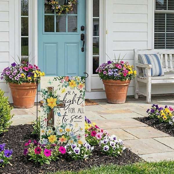 CROWNED BEAUTY Spring Garden Flag Floral Cross 12x18 Inch Double Sided Small Seasonal Holiday Religious Decoration for Outdoor Lawn Yard - Image 4