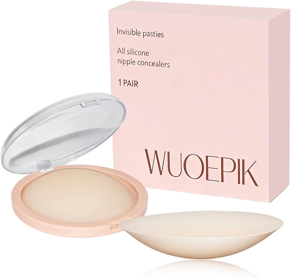 WUOEPIK Nipple Covers for Women, Reusable Silicone Pasties, No Show, Stick On for Strapless & Backless, Waterproof Case - Product Image