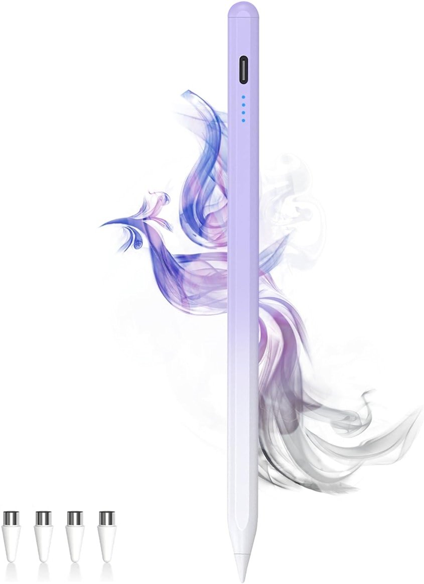Stylus Pens for Touch Screens Power-Display Tablet Pen POM Tip Magnetic Digital Touch Pen Compatible with iPhone/iPad/Lenovo/and Other iOS/Android Smartphone and Tablet Devices (Gradient Purple - Product Image