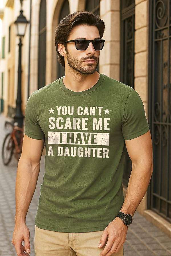 Teeny Fox You Cant Scare Me I Have a Daughter T-Shirt - Funny Father Daddy Classic Dad Joke Tee - Image 3