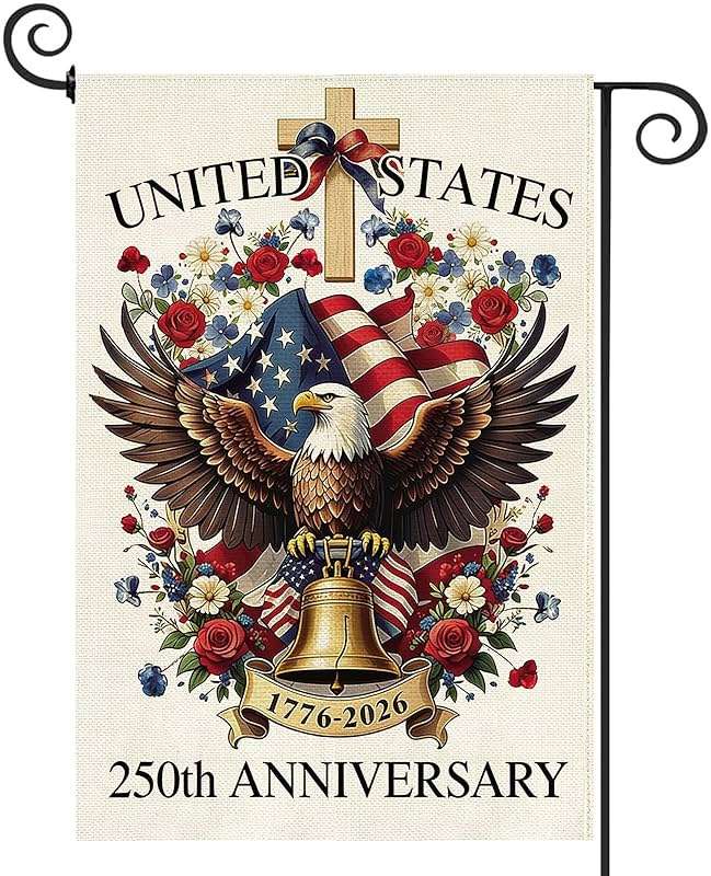 Baccessor 250 Years USA Garden Flag 12.5 x 18 Inch, Double Sided Burlap 250th Anniversary Patriotic Banner Small Yard Flag for Porch Patio Holiday Outdoor Outside 1776-2026 Commemorative Decor - Image 1