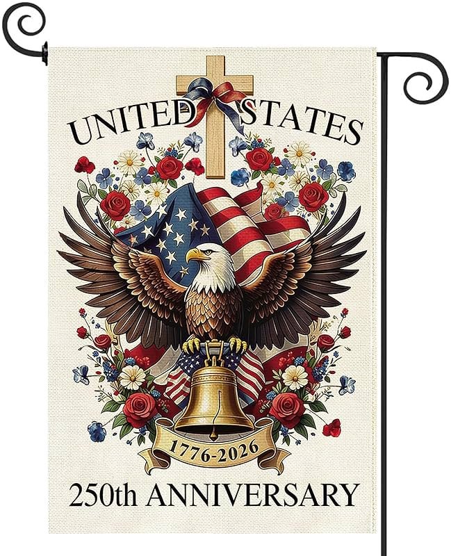 Baccessor 250 Years USA Garden Flag 12.5 x 18 Inch, Double Sided Burlap 250th Anniversary Patriotic Banner Small Yard Flag for Porch Patio Holiday Outdoor Outside 1776-2026 Commemorative Decor - Product Image