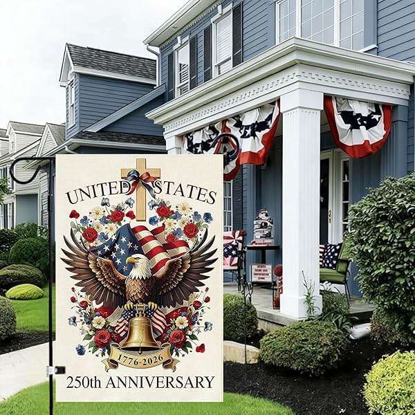 Baccessor 250 Years USA Garden Flag 12.5 x 18 Inch, Double Sided Burlap 250th Anniversary Patriotic Banner Small Yard Flag for Porch Patio Holiday Outdoor Outside 1776-2026 Commemorative Decor - Image 2
