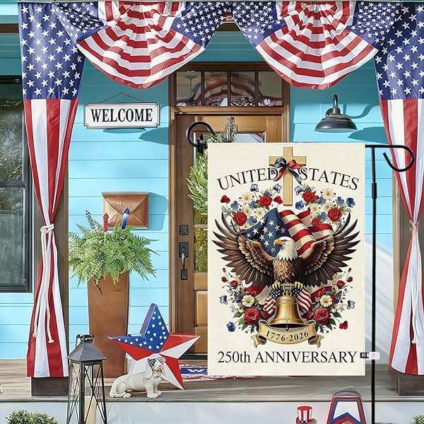Baccessor 250 Years USA Garden Flag 12.5 x 18 Inch, Double Sided Burlap 250th Anniversary Patriotic Banner Small Yard Flag for Porch Patio Holiday Outdoor Outside 1776-2026 Commemorative Decor - Image 5