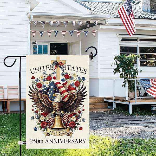 Baccessor 250 Years USA Garden Flag 12.5 x 18 Inch, Double Sided Burlap 250th Anniversary Patriotic Banner Small Yard Flag for Porch Patio Holiday Outdoor Outside 1776-2026 Commemorative Decor - Image 9