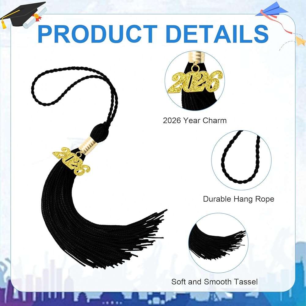 10 Pcs Graduation Tassels 2026, Black Tassels for Graduation Cap, Class of 2026 Grad Memorial Tassel for Graduations Cap Decorations Crafts College School Graduates Ceremonies Party Favors Accessories - Image 5