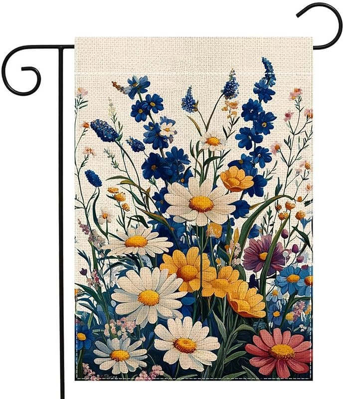 Spring Colorful Floral Garden Flag 12x18 Inch Double Sided Welcome Summer Small Daisy Flower Yard Outdoor Flag Holiday Outside Decoration - Product Image