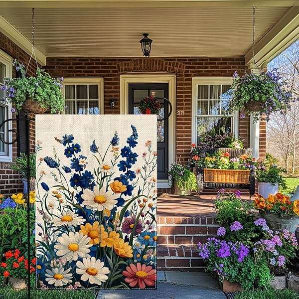 Spring Colorful Floral Garden Flag 12x18 Inch Double Sided Welcome Summer Small Daisy Flower Yard Outdoor Flag Holiday Outside Decoration - Image 7