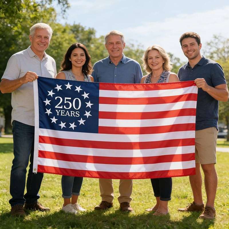 250 Year American Anniversary Flag, 3x5 Ft Double Sided American Flag, 1776-2026 250 Years Outdoor Anniversary Banner Decorations with 2 Brass Grommets (A1) - Image 6