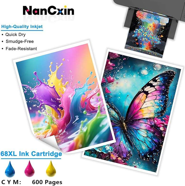 NanCxin 68XL Ink Cartridge Compatible with HP 68 Tri-Colour Ink Cartridges Replacement for HP Ink 68 68e Printer, Compatible with HP Envy 6100e 6152e 6155e 6500e 6552e 6555e (1 Pack) - Image 2