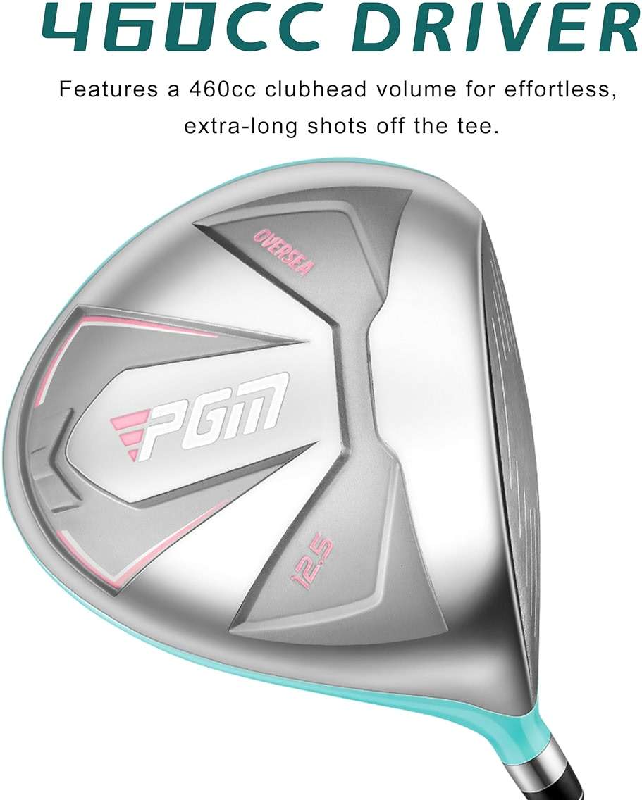 PGM Women's Oversea 9/12 Pieces Complete Golf Club Set with High-Strength Thin Face Design 460cc Driver - Golf Stand Bag & Headcovers - Image 2