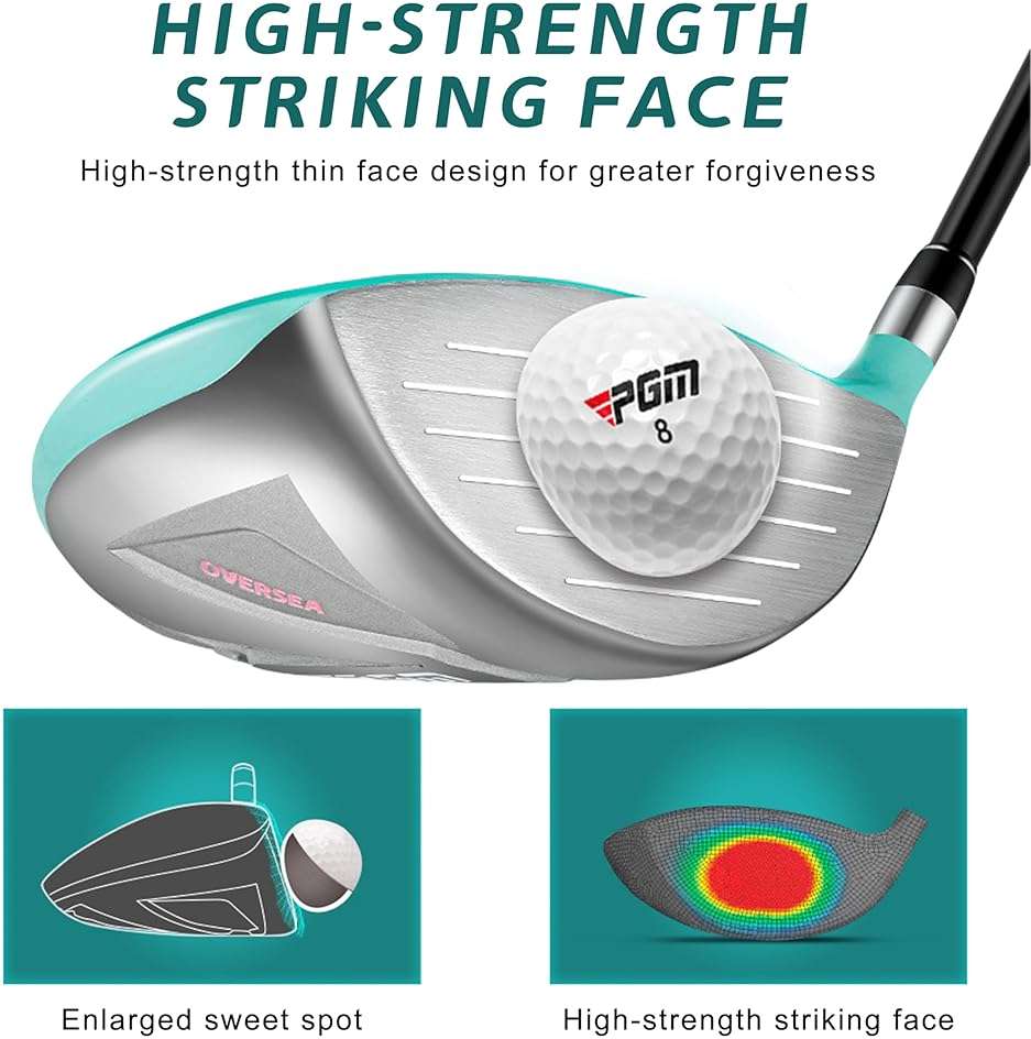 PGM Women's Oversea 9/12 Pieces Complete Golf Club Set with High-Strength Thin Face Design 460cc Driver - Golf Stand Bag & Headcovers - Image 6