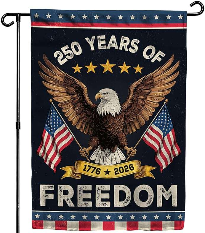 250th Anniversary America USA Garden Flag for Outside, 250 Years of Freedom 1776-2026 Eagle Design Patriotic Double-Sided Waterproof Yard Flag 12x18 Inch for 4th of July Memorial Day Outdoor Decor - Image 1