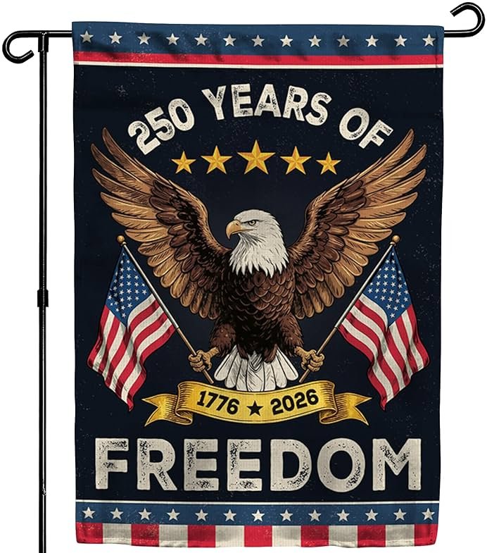 250th Anniversary America USA Garden Flag for Outside, 250 Years of Freedom 1776-2026 Eagle Design Patriotic Double-Sided Waterproof Yard Flag 12x18 Inch for 4th of July Memorial Day Outdoor Decor - Product Image