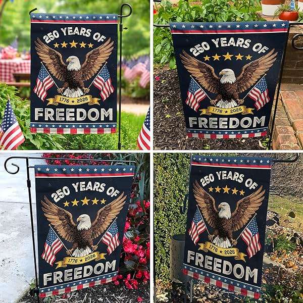 250th Anniversary America USA Garden Flag for Outside, 250 Years of Freedom 1776-2026 Eagle Design Patriotic Double-Sided Waterproof Yard Flag 12x18 Inch for 4th of July Memorial Day Outdoor Decor - Image 5