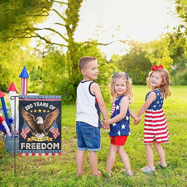 250th Anniversary America USA Garden Flag for Outside, 250 Years of Freedom 1776-2026 Eagle Design Patriotic Double-Sided Waterproof Yard Flag 12x18 Inch for 4th of July Memorial Day Outdoor Decor - Image 6
