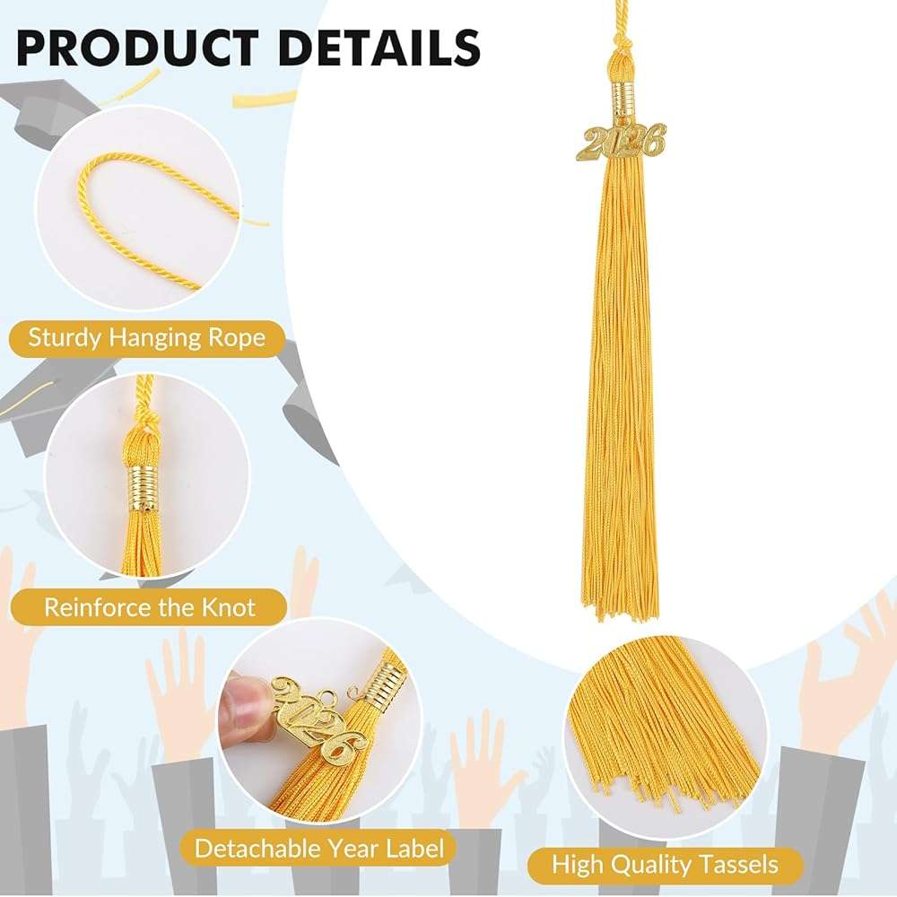 2026 Tassel Graduation 9 Inch Grad Cap Tassel with 2026 Gold Charm Graduations Tassel for High School College University Graduation Ceremony Decorations (1, Gold) - Image 4