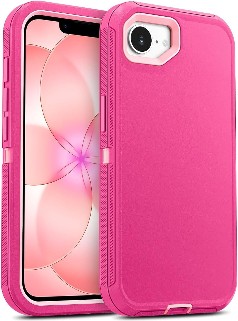 Jelanry Case for iPhone 17e 5G 2026, Heavy Duty & Rugged Dual-Layer with USB C Port Anti Dust/Scratch Shockproof Protection Phone Cases, Armor Back Cover for Apple iPhone 17e 6.1-inches, Pink - Product Image