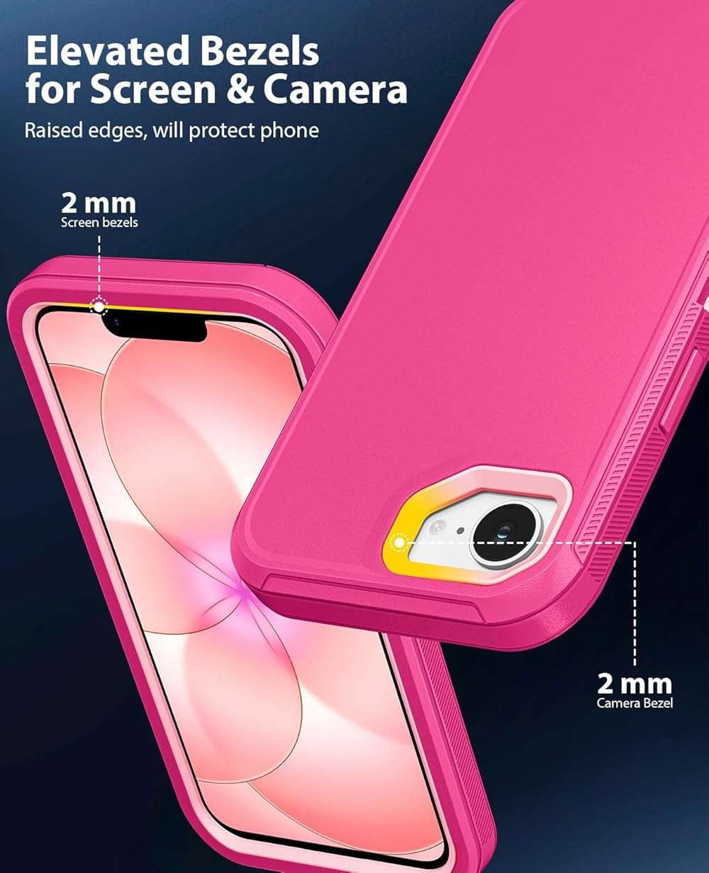Jelanry Case for iPhone 17e 5G 2026, Heavy Duty & Rugged Dual-Layer with USB C Port Anti Dust/Scratch Shockproof Protection Phone Cases, Armor Back Cover for Apple iPhone 17e 6.1-inches, Pink - Image 4