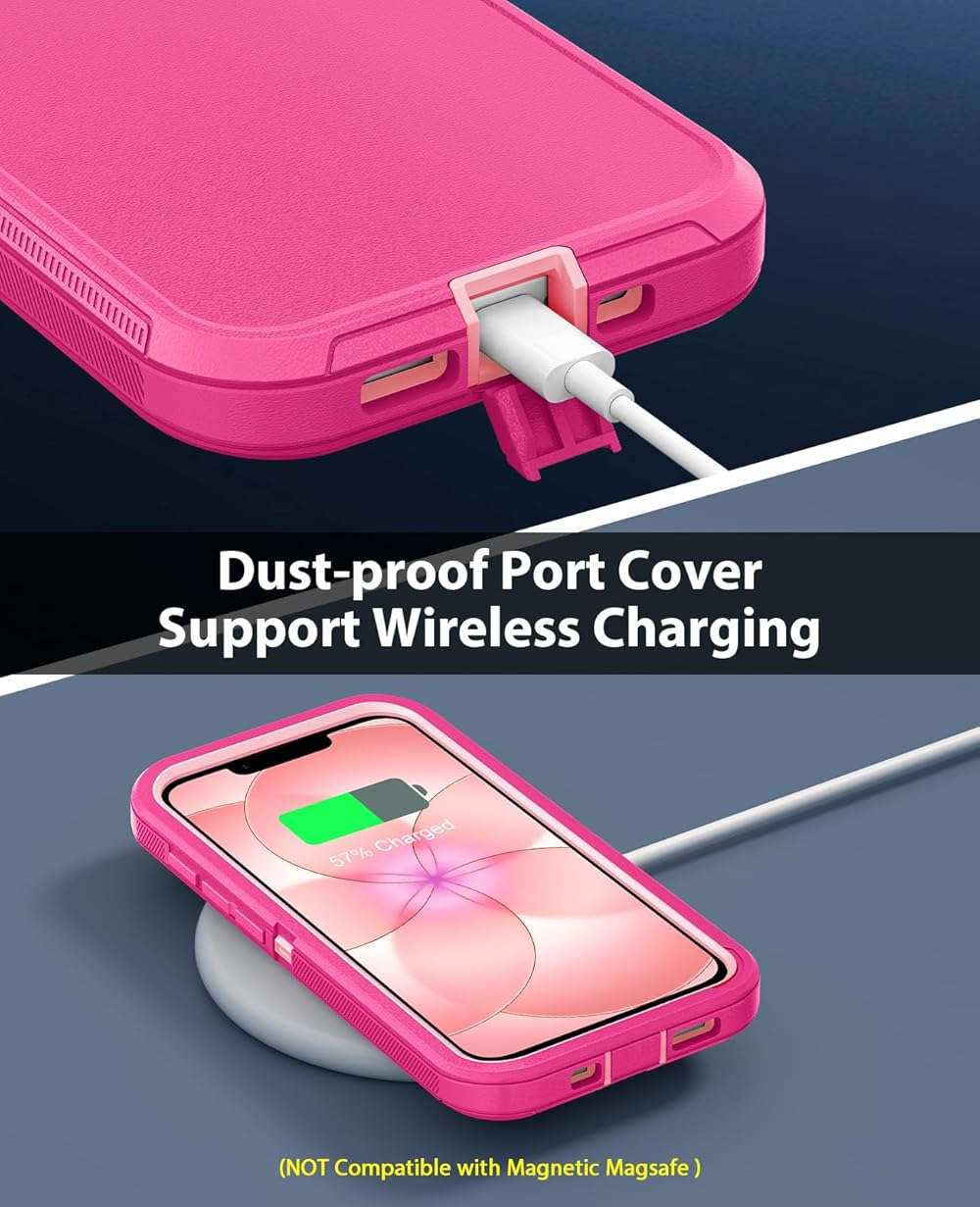 Jelanry Case for iPhone 17e 5G 2026, Heavy Duty & Rugged Dual-Layer with USB C Port Anti Dust/Scratch Shockproof Protection Phone Cases, Armor Back Cover for Apple iPhone 17e 6.1-inches, Pink - Image 5