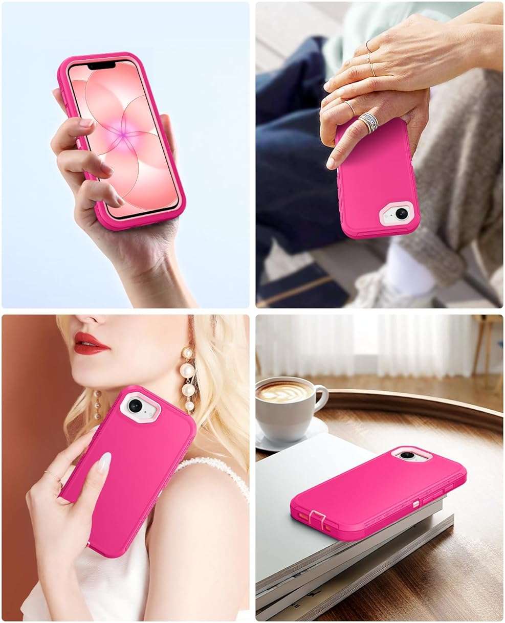 Jelanry Case for iPhone 17e 5G 2026, Heavy Duty & Rugged Dual-Layer with USB C Port Anti Dust/Scratch Shockproof Protection Phone Cases, Armor Back Cover for Apple iPhone 17e 6.1-inches, Pink - Image 7