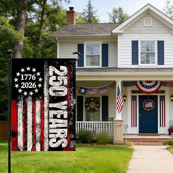 250 Anniversary Usa Garden Flags for Outside,250 Anniversary USA Flag 1776-2026 Semiquincentennial Commemorative Patriotic Yard Sign 4th of July Decorations 250 Year of Freedom Banner Double-Sided Waterproof Garden Flag with Stars Stripes 250 Year American Flag 12x18 Inch - Image 7