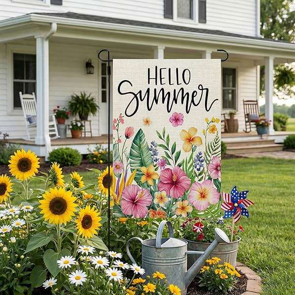 CROWNED BEAUTY Summer Garden Flag Tropical Flowers 12x18 Inch Double Sided Small Yellow Floral Seasonal Holiday Decoration for Outside Yard - Image 2