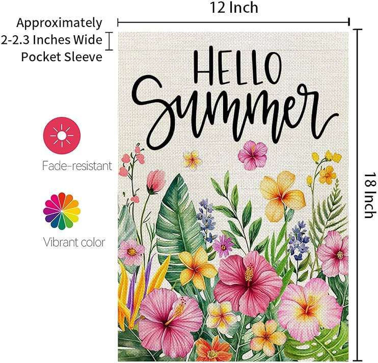 CROWNED BEAUTY Summer Garden Flag Tropical Flowers 12x18 Inch Double Sided Small Yellow Floral Seasonal Holiday Decoration for Outside Yard - Image 3