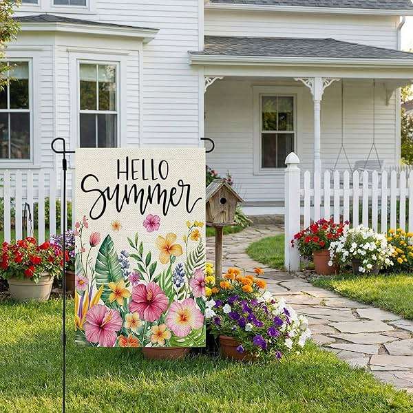 CROWNED BEAUTY Summer Garden Flag Tropical Flowers 12x18 Inch Double Sided Small Yellow Floral Seasonal Holiday Decoration for Outside Yard - Image 4