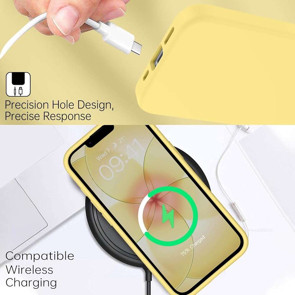 BENTOBEN for iPhone 17e/iPhone 16e 6.1" Case, Liquid Silicone Anti-Slip Microfiber Lining, Slim Soft Gel Rubber Anti-Scratch Shockproof Cover for iPhone 17e/iPhone 16e (2026/2025), Yellow - Image 2