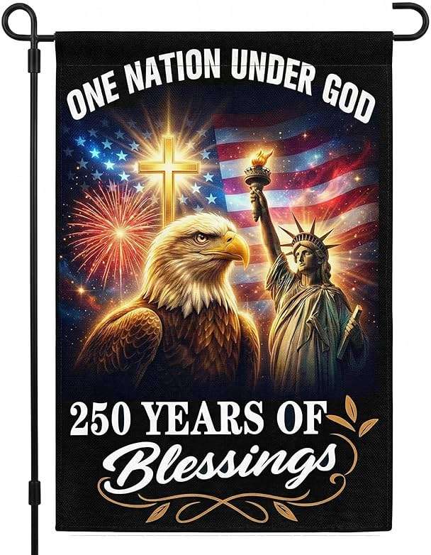 OOFUCF 250th Anniversary USA Garden Flag, 250 Years of Blessings Double Sided Patriotic Banner for Garden Yard Porch Patio Lawn Memorial Day 4th of July Outdoor Decor 12x18 Inch - Image 1