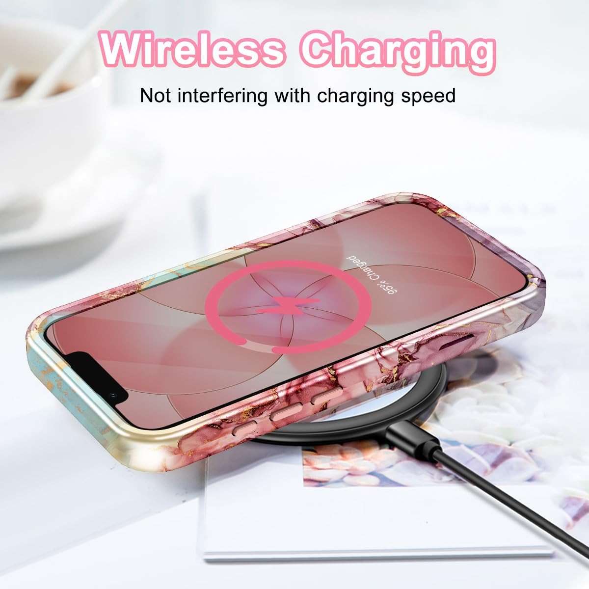 Btscase Compatible with iPhone 17e Case 6.1 Inch 2026,Marble Pattern 3 in 1 Heavy Duty Shockproof Full Body Rugged Hard PC+Soft Silicone Drop Protective Women Girl Phone Cases, Rose Gold - Image 7