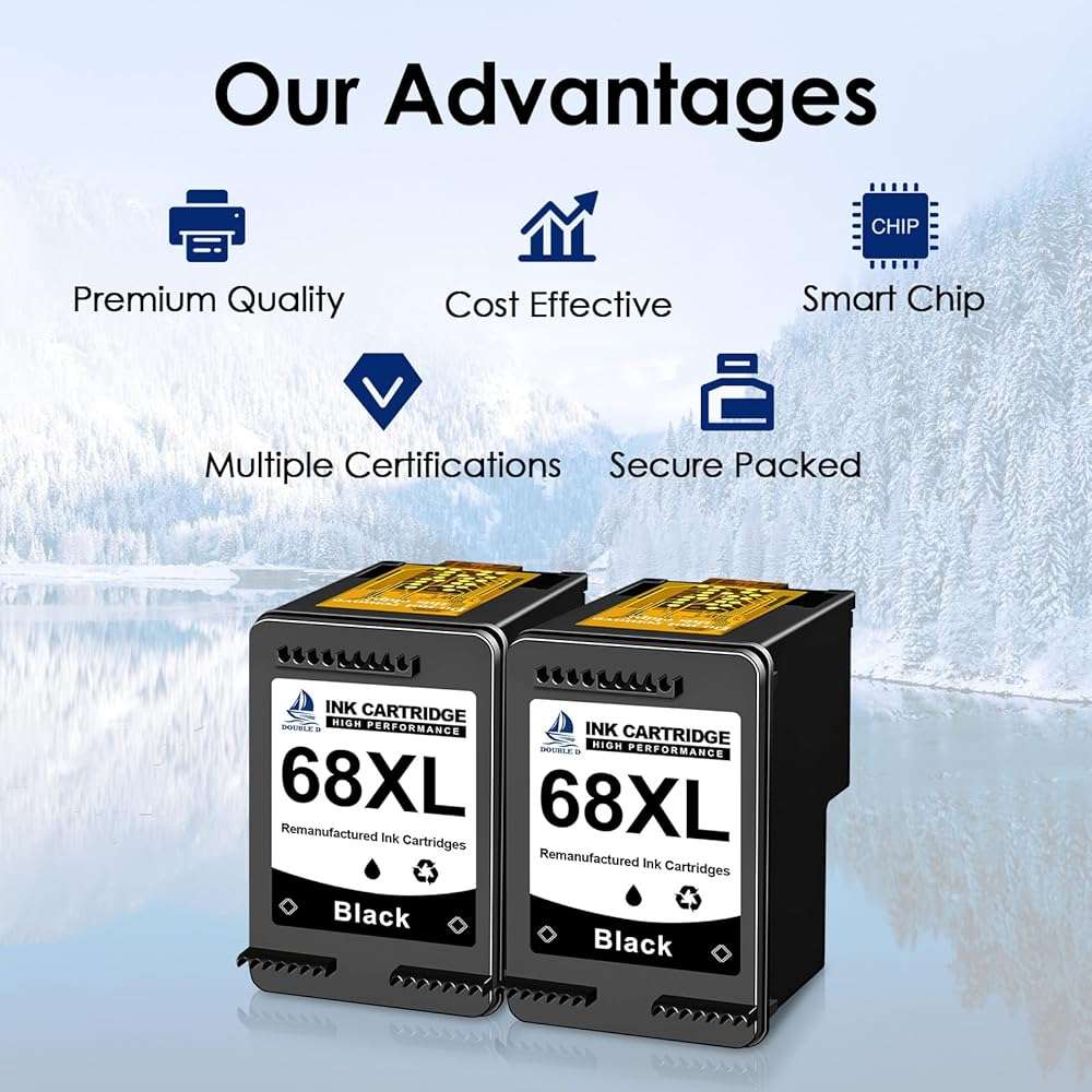 DOUBLE D 68 68XL Black Compatible Ink Cartridges Replacement for HP 68XL Work with Envy 6155e 6555e 6100e 6165e 6500e 6152e 6552e 6558e Printer (Black, 2-Pack) - Image 3