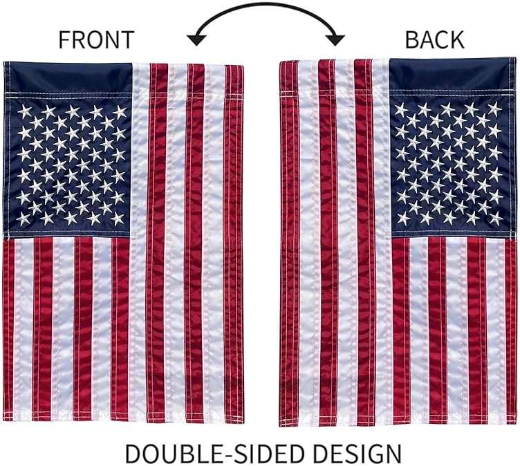 2 Pack American Flag Garden Flag 12x18 - Double Sided and Embroidered Stars Patriotic Yard Decor | Durable All-Weather Porch Flag for 4th of July, Memorial Day, Veterans Day & Everyday Outdoor/Indoor Use (2 Pack American Flag 12x18) - Image 6