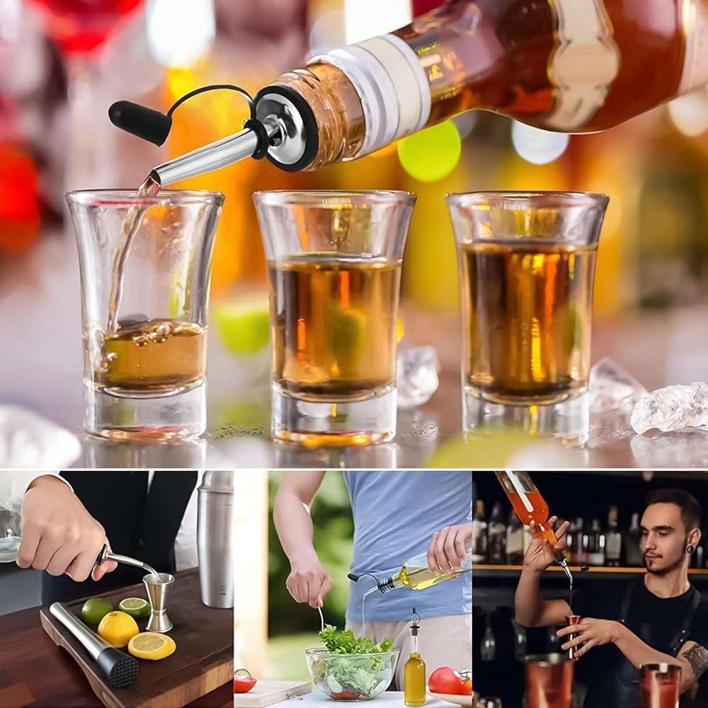 96 Pack Liquor Bottle Pourers, Stainless Steel Bottle Pourers with Dust Caps, Speed Pourers for Liquor Bottles, Olive Oil, Wine, Mason Jar, Bar and Kitchen Set - Image 6