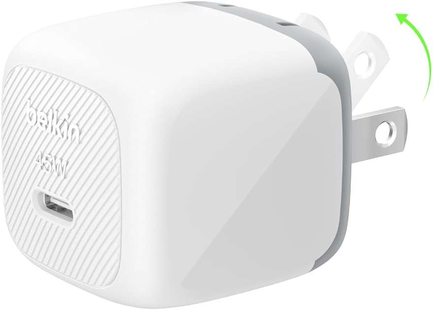 Belkin Compact Wall Charger 45W, USB-C PD iPhone Charger Fast Charging for Apple iPhone 17/16/15 Series, Samsung Galaxy S26/S25 Series, Pixel 10, MacBook, Chromebook, iPad, AirPods, & More - White - Image 1