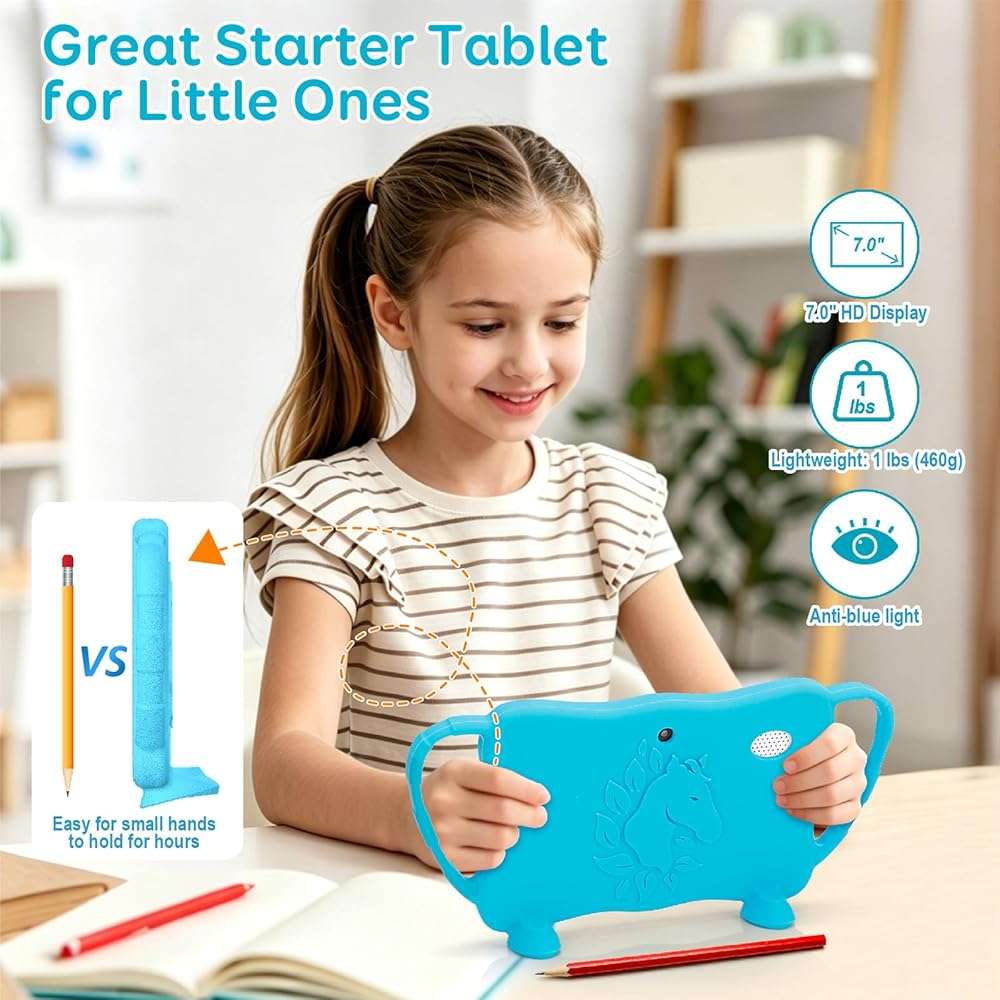 okulaku Kids Tablet, 7 Inch Android 16 Toddler Tablet with 4GB RAM 32GB ROM, Silicone Case, Parental Controls, Free Educational Apps for 3-12 Years Old Boys Girls(Blue) - Image 5