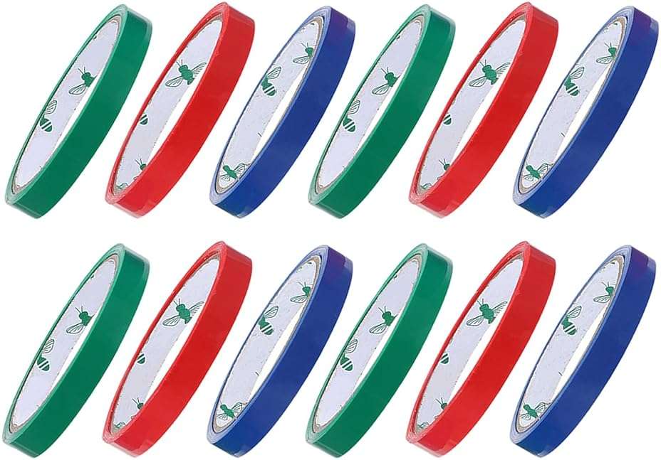 PRETYZOOM Bag Sealing Tapes 12mm DIY Packing Tying Tape 3 Colors Red Blue Green 12 Rolls for Stainless Steel Sealing Machines Supermarket Packaging - Image 1