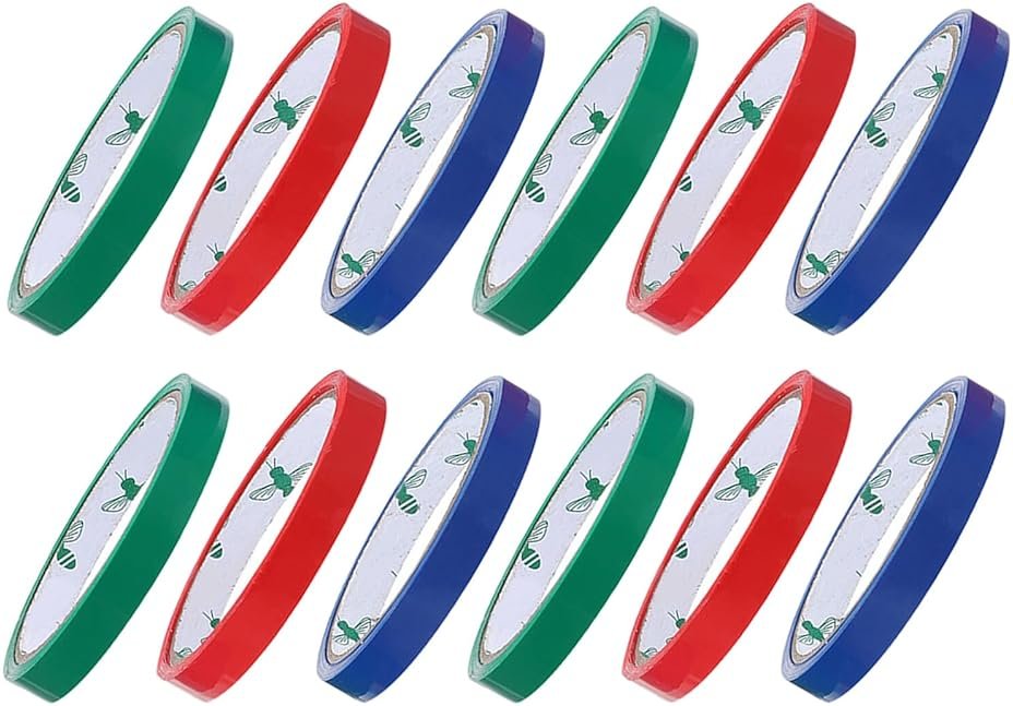 PRETYZOOM Bag Sealing Tapes 12mm DIY Packing Tying Tape 3 Colors Red Blue Green 12 Rolls for Stainless Steel Sealing Machines Supermarket Packaging - Product Image