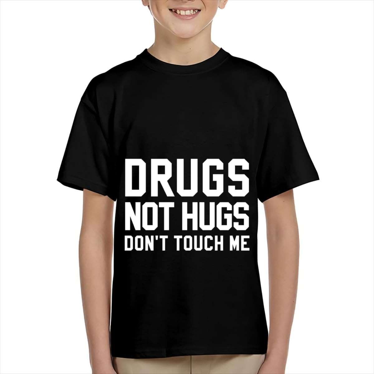 Teen's T Shirt,Drugs Not Hugs Don't Touch Me,Teens Short Sleeve Graphic Summer Top Clothes - Image 2
